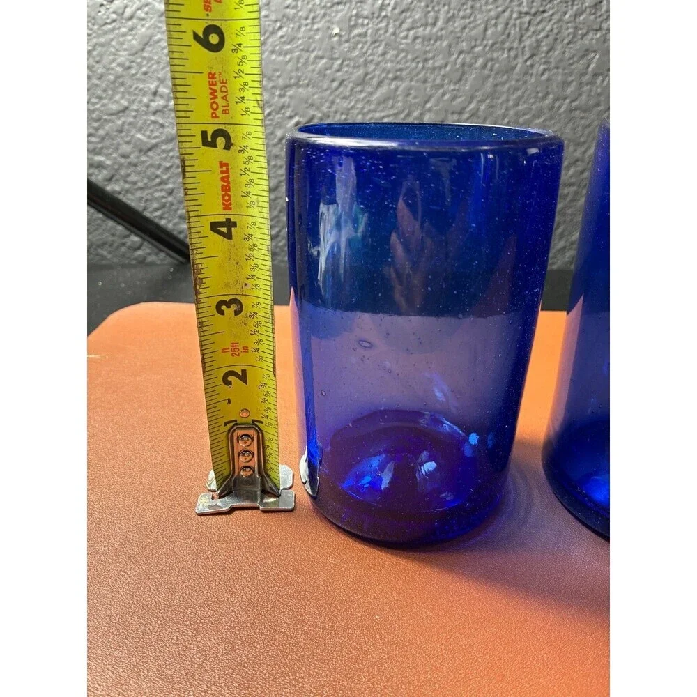 Hand Blown Mexican Cobalt Blue Tumblers 5